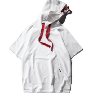 European and American high street short-sleeved thin section hooded sweater short-sleeved T-shirt