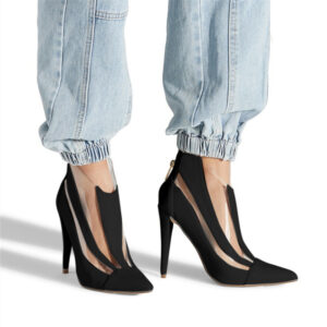 Transparent PVC suede stiletto sandals