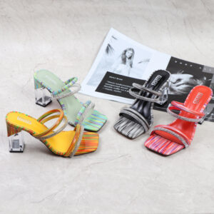 One Line Sandals And Slippers Crystal High Heeled Large Size Comfortable Sandals
