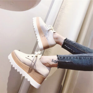 Thick-soled Square Toe Heightened Wedge Shoes